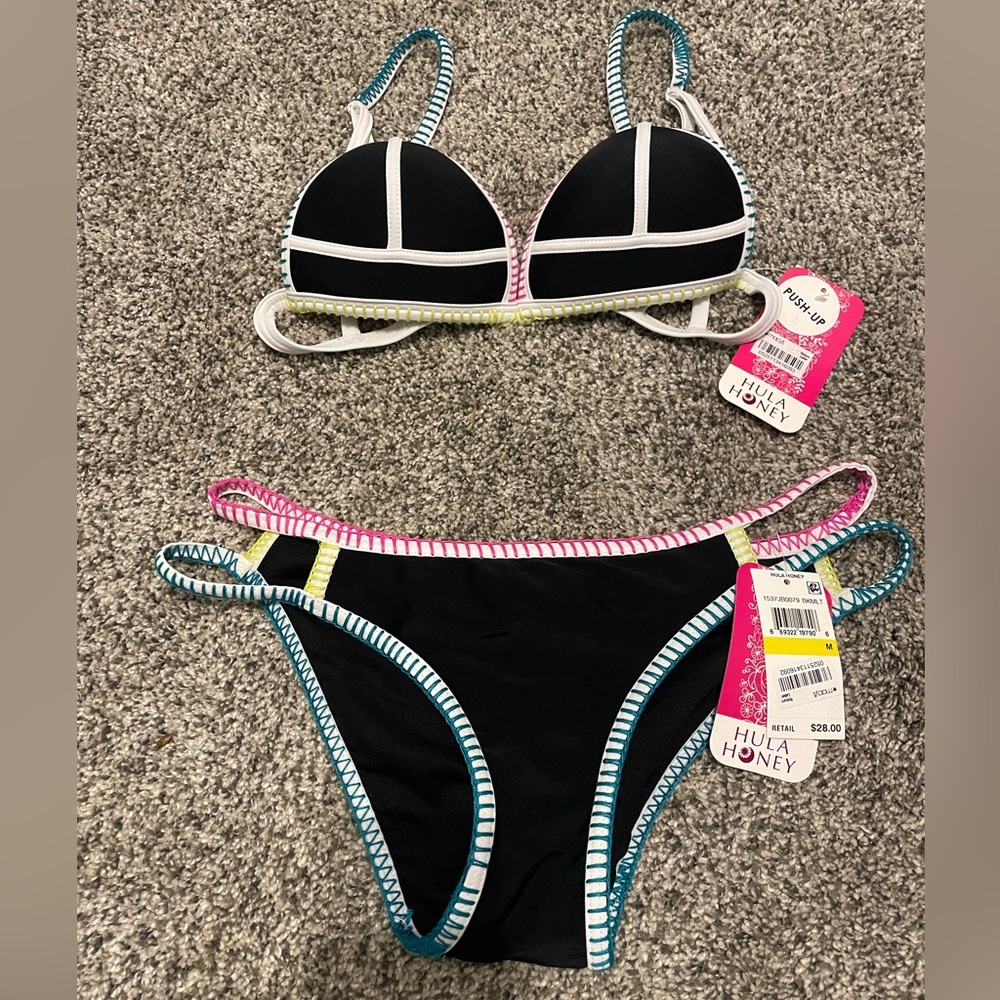 NWT Hula Honey size medium bathing suit. Push up bikini top.